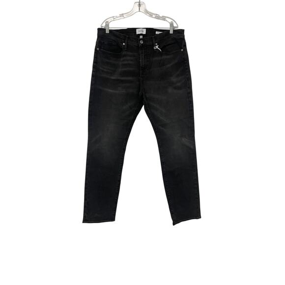 Frame L Homme Slim Fit Jeans Mens Size 38 Black Denim Mid Rise Vaporize NWT - Picture 1 of 12